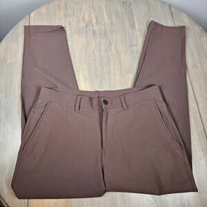lululemon Mens 36 Slim Tapered Twill Trouser Espresso Brown Stretch Workwear